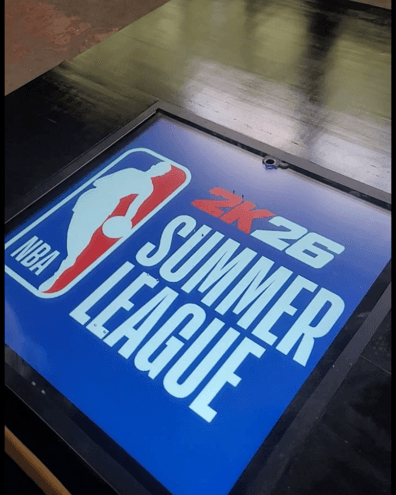 Gen4 Display Tile installed courtside, showing the NBA 2K26 Summer League logo